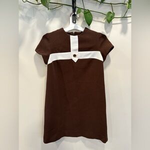 VINTAGE Robbie Rivers Pert Petites - Brown and White Mini Dress